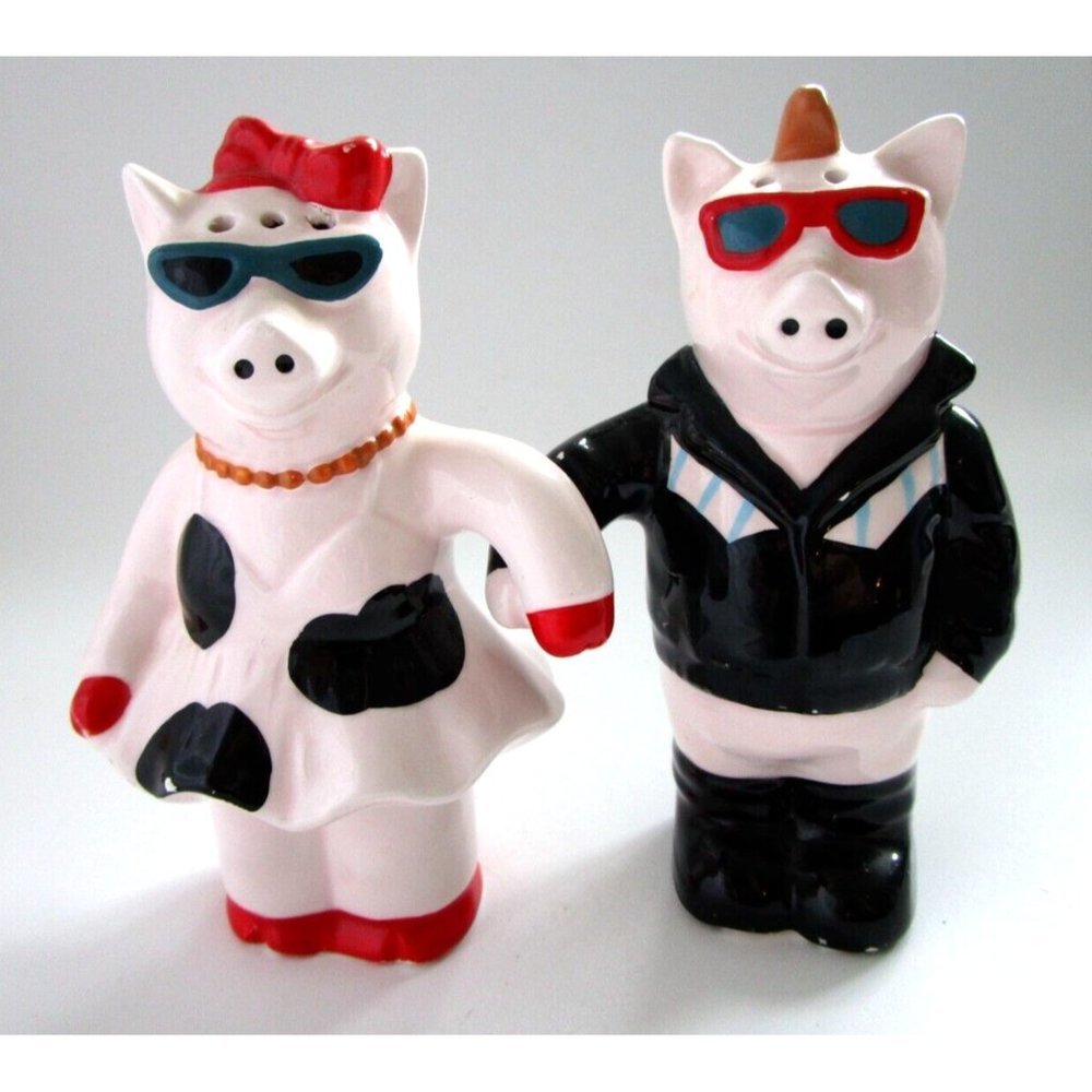 VTG Cool Pig Couple Salt & Pepper Shakers - 1987 Vander Taiwan - Pelzman Design